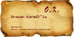 Oravan Karméla névjegykártya